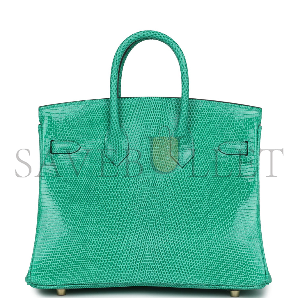 HERMÈS MASTER BIRKIN 25 LIZARD BAMBOO GREEN GOLD BUCKLE H028352CA19 (25*20*13cm)